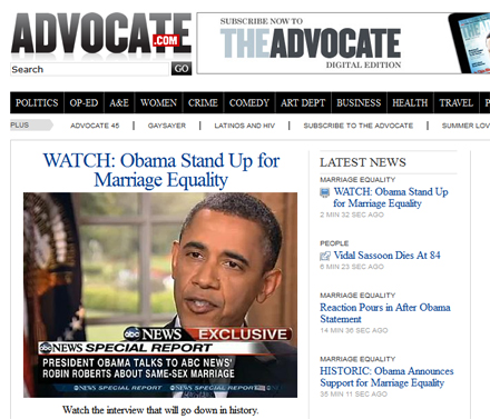 Obama's SameSex Marriage Announcement The Online Coverage