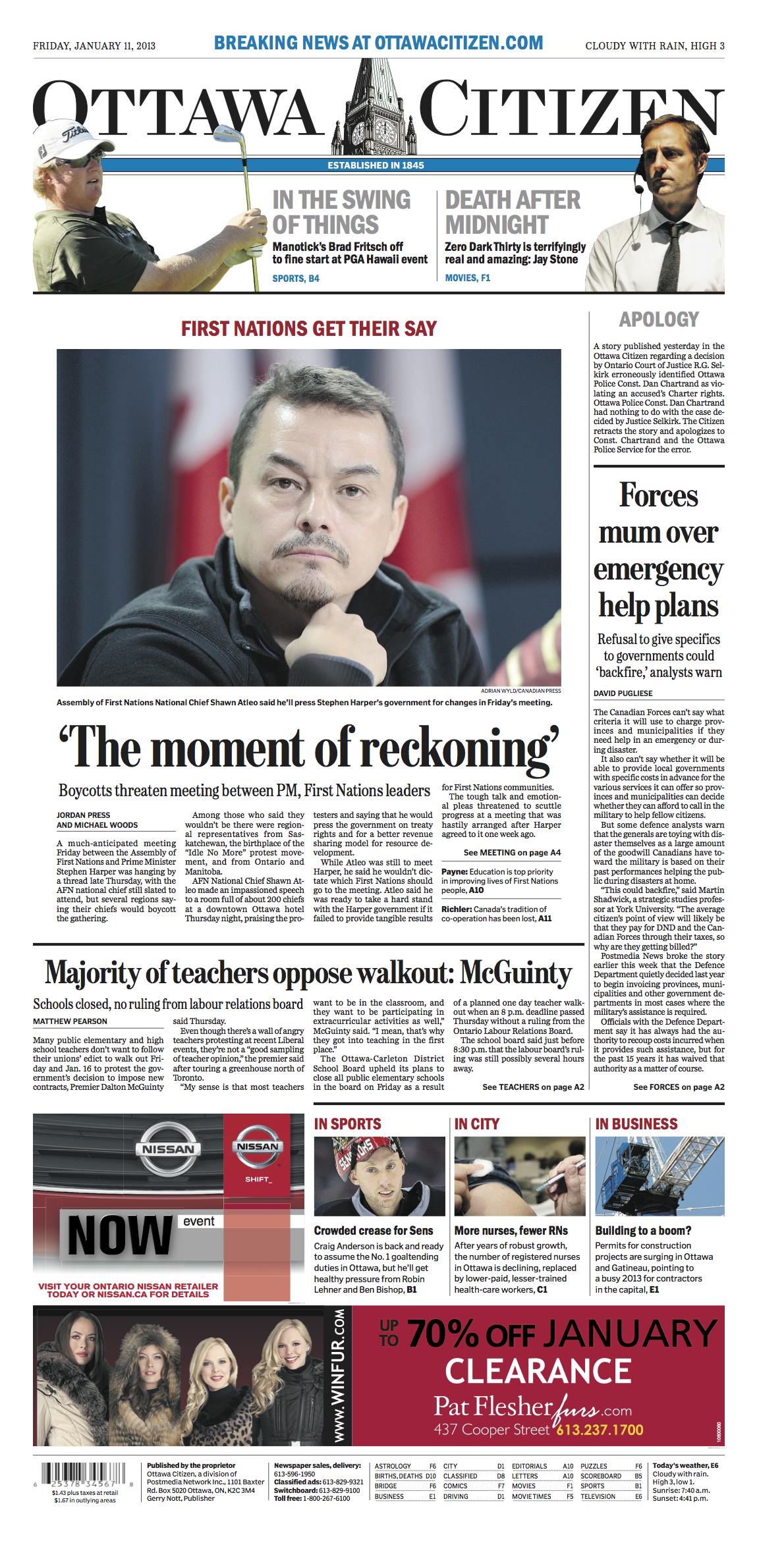 Ottawa Citizen publishes front page apology to police officer - Poynter