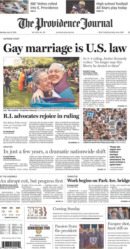 Front Pages From All 50 States On The Same Sex Marriage Ruling Poynter