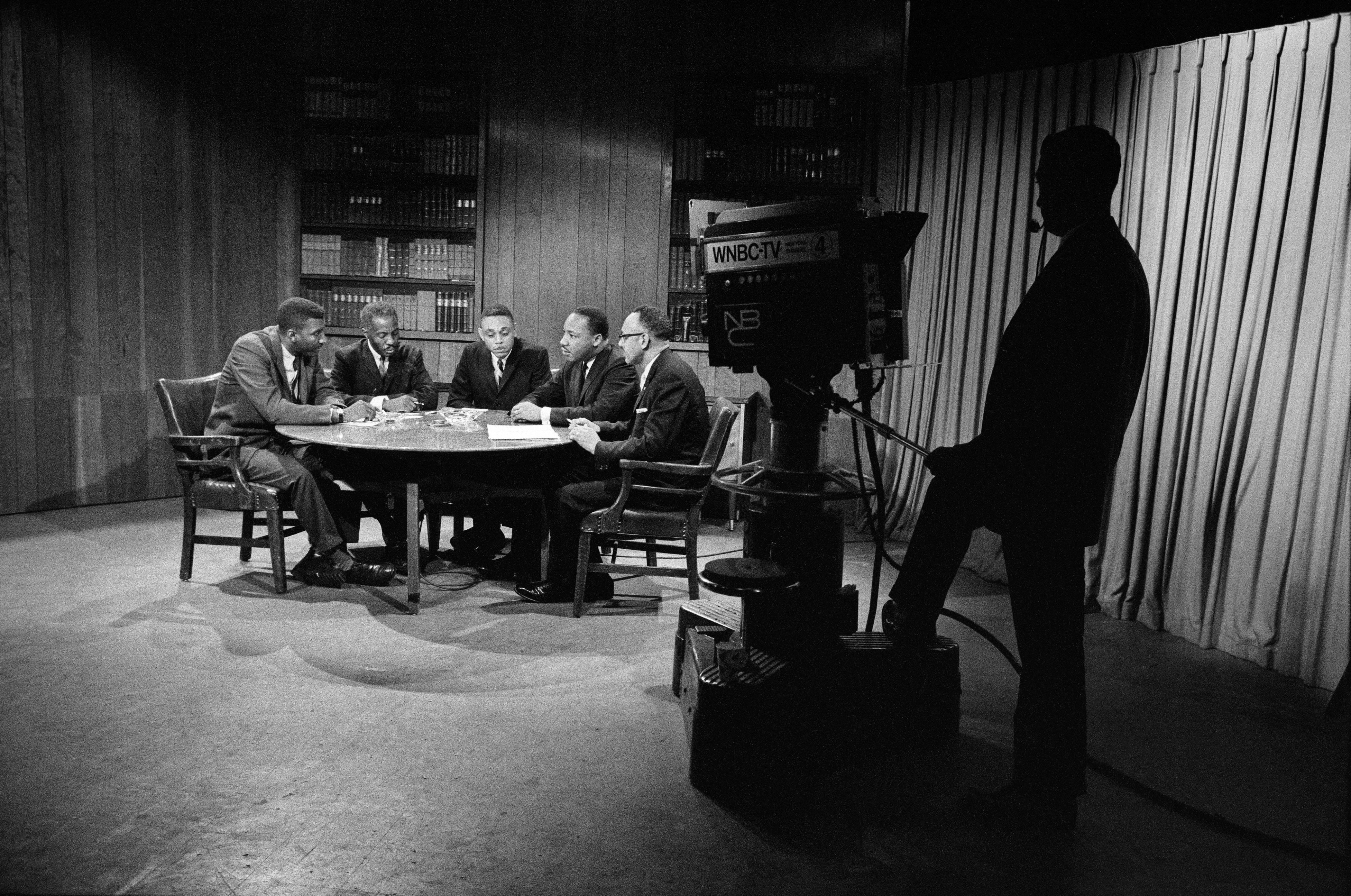 Martin Luther King Jr. on an ABC-TV panel.  Photo by Allyn Baum/The New York Times