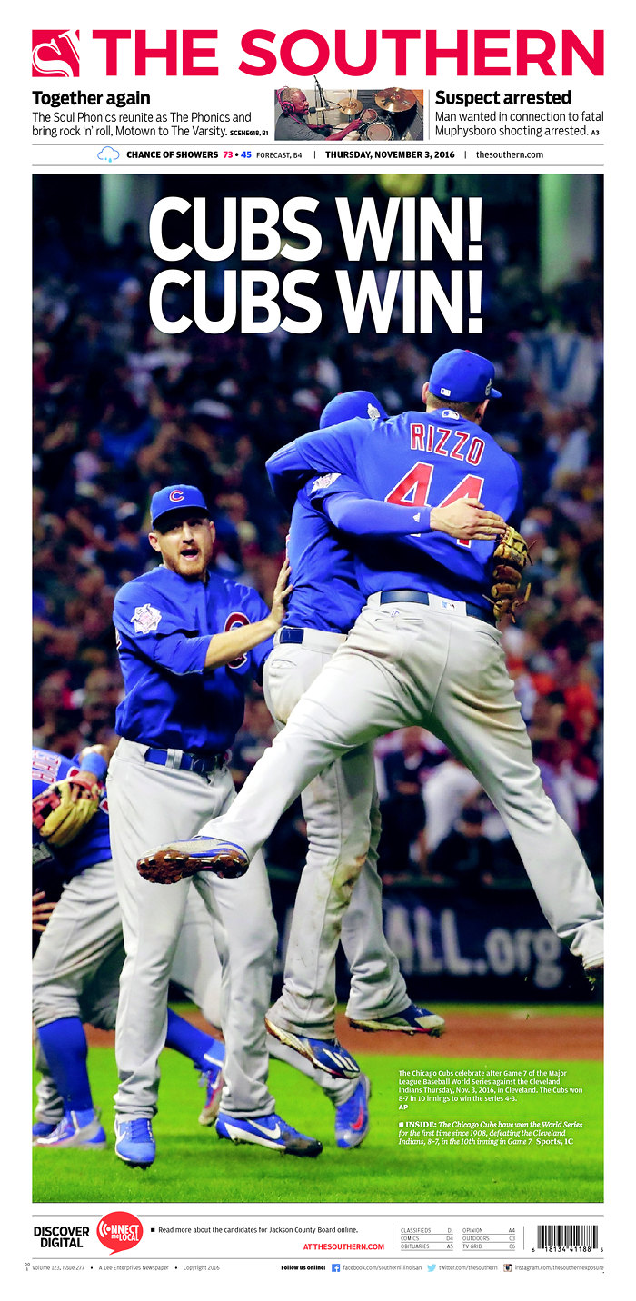 Chicago Cubs World Series Newspaper Front Pages