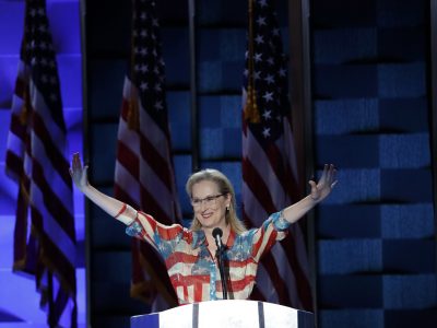 Actress Meryl Streep speaks during the second day of the Democratic National Convention in Philadelphia, Tuesday, July 26, 2016. (AP Photo/J. Scott Applewhite)