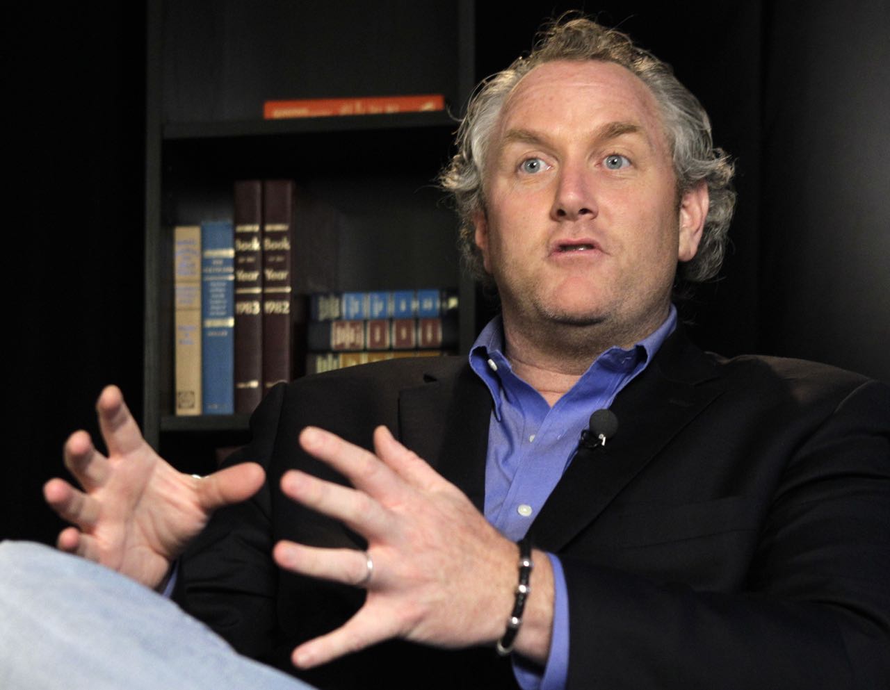 Conservative blogger Andrew Breitbart, the namesake of Breitbart News Network, gestures as he speaks during an interview at the Associated Press in New York, Tuesday, June 7, 2011. (AP Photo/Kathy Willens)