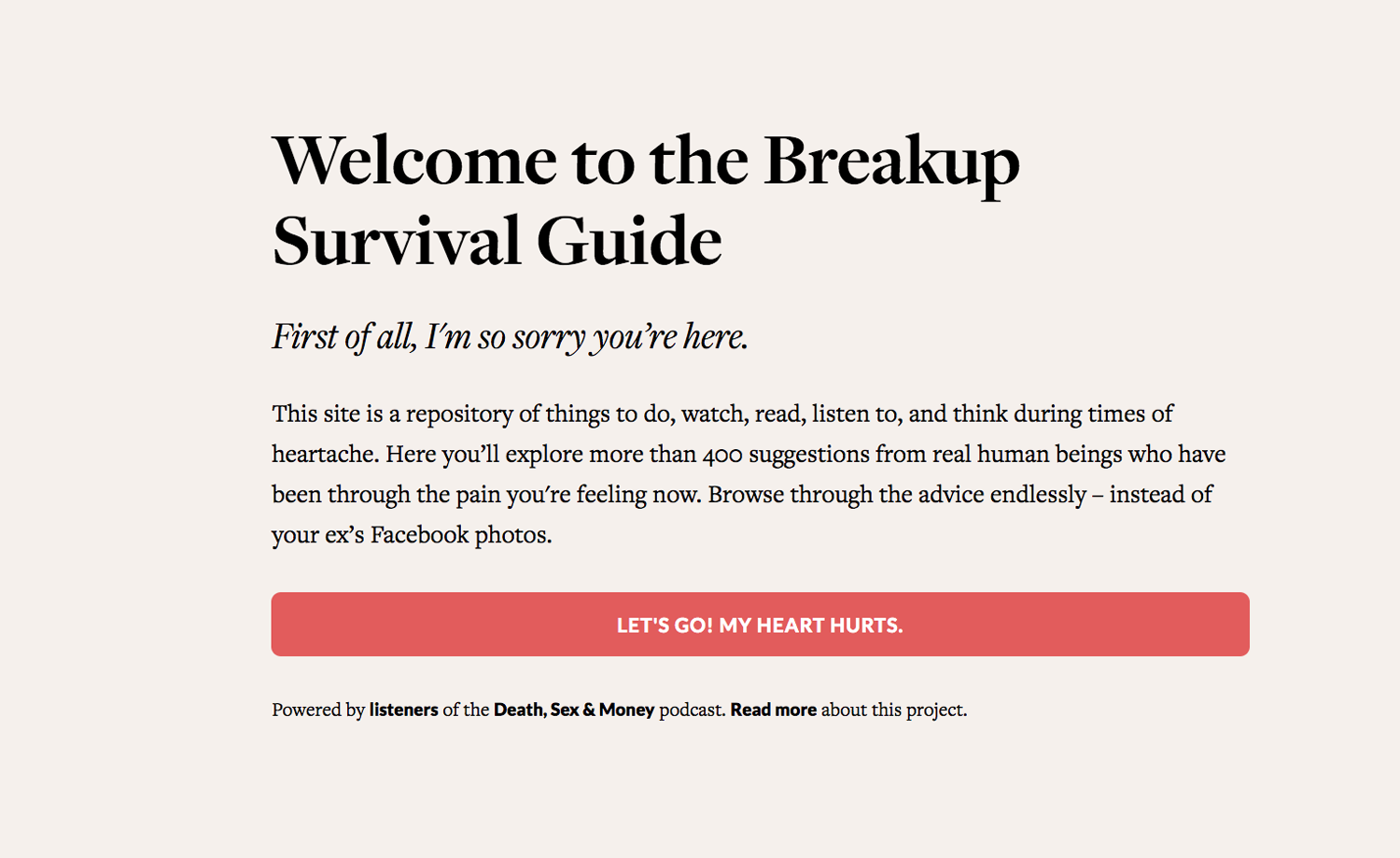 One woman was inspired by Death, Sex and Money to create a breakup survival guide for everyone else
