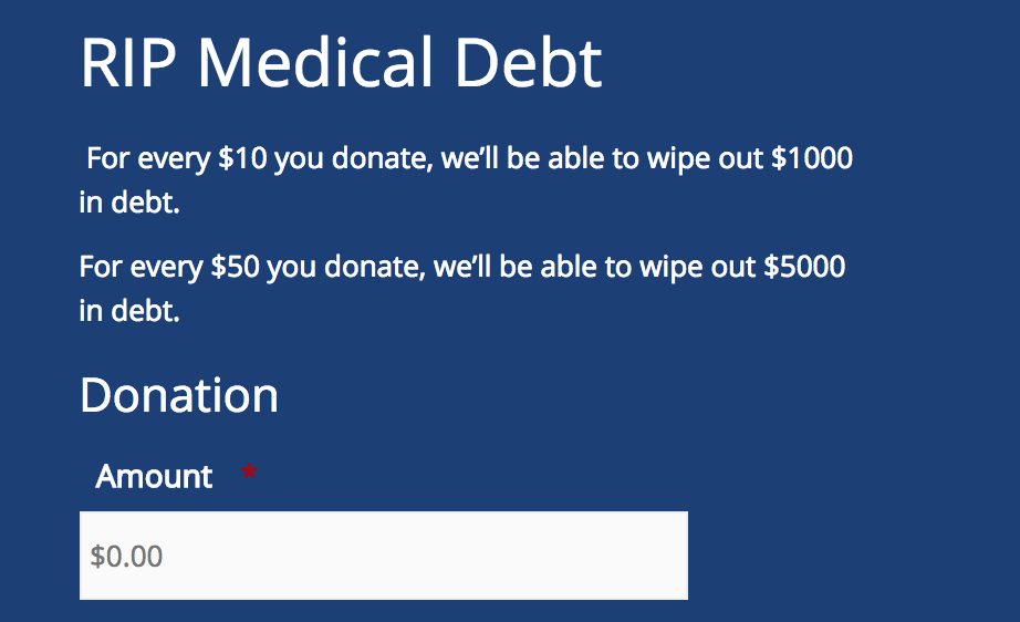 KIRO built a web donation page to allow viewers to donate to the medical debt relief project. 