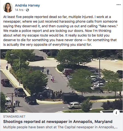 Annapolis shooting Facebook post