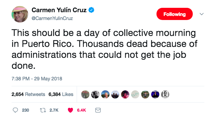 Tweet by San Juan mayor