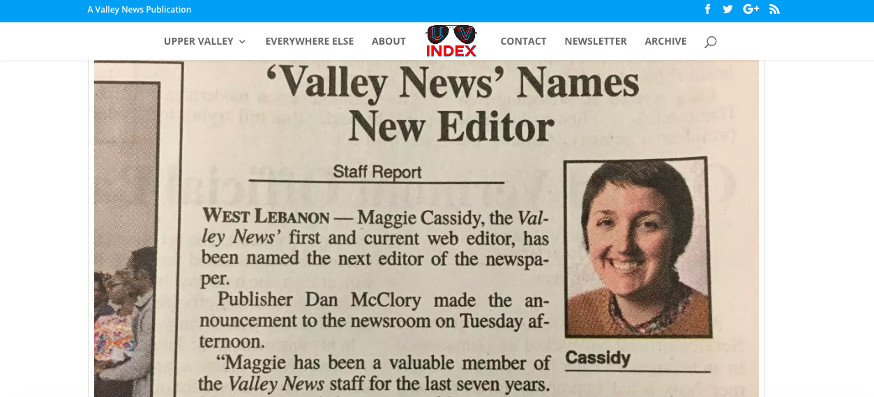 Valley News Web Editor Maggie Cassidy, photographed during a meeting at the Valley News in West Lebanon, N.H., on Dec. 4, 2018, has been named the newspaper's next Editor. She is the first woman to lead the newsroom in its 66-year history. (Valley News/Jennifer Hauck)