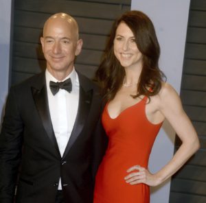 Amazon and Washington Post owner Jeff Bezos and wife, MacKenzie Bezos, in 2018 at an Oscar party in California. The pair have announced plans to divorce. (Photo by Dennis Van Tine/STAR MAX)
