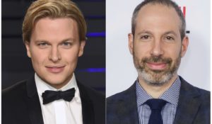 This combination photo shows Pulitzer Prize-winning writer Ronan Farrow on the left and NBC News President Noah Oppenheim on the right. (AP Photo)