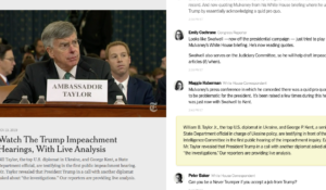 A screenshot of The New York Times' real-time impeachment coverage.