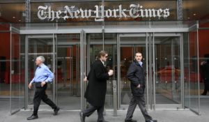 The front of The New York Times' offices. (AP Photo/Charles Krupa)