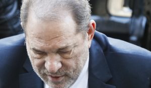 Harvey Weinstein arrives at a Manhattan courthouse for his rape trial. (AP Photo/John Minchillo)