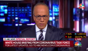 NBC News’ Lester Holt, anchoring the network’s coronavirus coverage Wednesday. (NBC News)