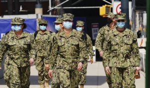 Members of the U.S.  Navy amidst the coronavirus pandemic in New York City. (John Nacion/STAR MAX/IPx)