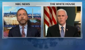 NBC “Meet the Press” moderator Chuck Todd, left, interviewing Vice President Mike Pence on Sunday. (Courtesy: NBC News)