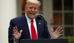 President Donald Trump speaks about the coronavirus in the Rose Garden of the White House, Tuesday, April 14, 2020, in Washington. (AP Photo/Alex Brandon)