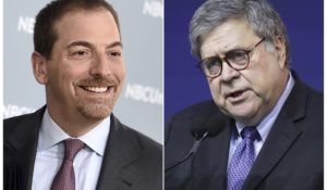 NBC News’ Chuck Todd, left, and U.S. Attorney General William Barr. (AP Photo)