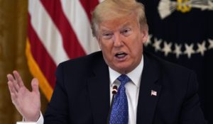 President Donald Trump speaks during a Cabinet Meeting in the East Room of the White House on Tuesday. (AP Photo/Evan Vucci)