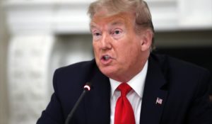 President Donald Trump speaks during a roundtable with governors on the reopening of America's small businesses, in the State Dining Room of the White House, Thursday, June 18, 2020, in Washington. (AP Photo/Alex Brandon)