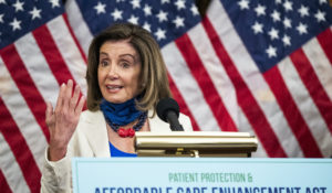 House Speaker Nancy Pelosi of California speaks during news conference unveiling the Patient Protection and Affordable Care Enhancement Act on Capitol Hill in Washington on Wednesday, June 24, 2020.  (AP Photo/Manuel Balce Ceneta)