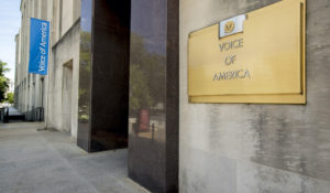 The Voice of America building in Washington. (AP Photo/Andrew Harnik)