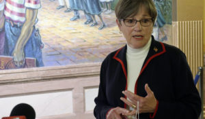 Kansas Gov. Laura Kelly, who recently issued an order to require people to wear masks in public and at their workplaces. (AP Photo/John Hanna)