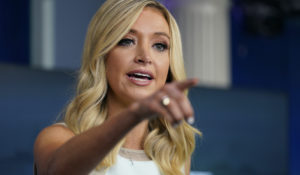 White House press secretary Kayleigh McEnany speaks during a press briefing at the White House, Monday, July 6, 2020, in Washington. (AP Photo/Evan Vucci)