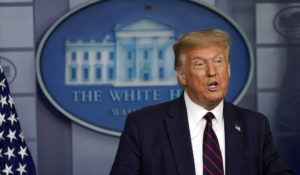 President Donald Trump speaks during a news conference at the White House on Thursday. (AP Photo/Evan Vucci)