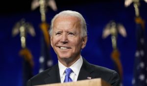 Joe Biden speaks during Thursday night’s Democratic National Convention. (AP Photo/Andrew Harnik)