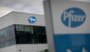 A view of Pfizer Manufacturing Belgium in Puurs, Belgium, Monday, Nov. 9, 2020.  (AP Photo/Virginia Mayo)