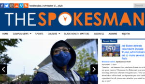 A screenshot of Morgan State University's student newspaper, The Spokesman.