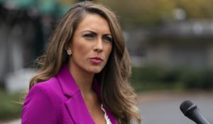 White House director of communications Alyssa Farah speaks with reporters at the White House last month. (AP Photo/Alex Brandon)