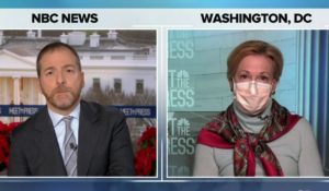 Dr. Deborah Birx, right, appears with Chuck Todd on Sunday’s “Meet the Press.” (Courtesy: NBC News)