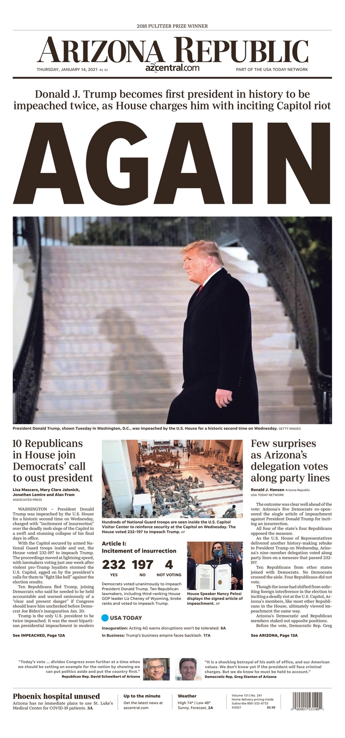 Front Pages On Trump S Impeachment Again Poynter