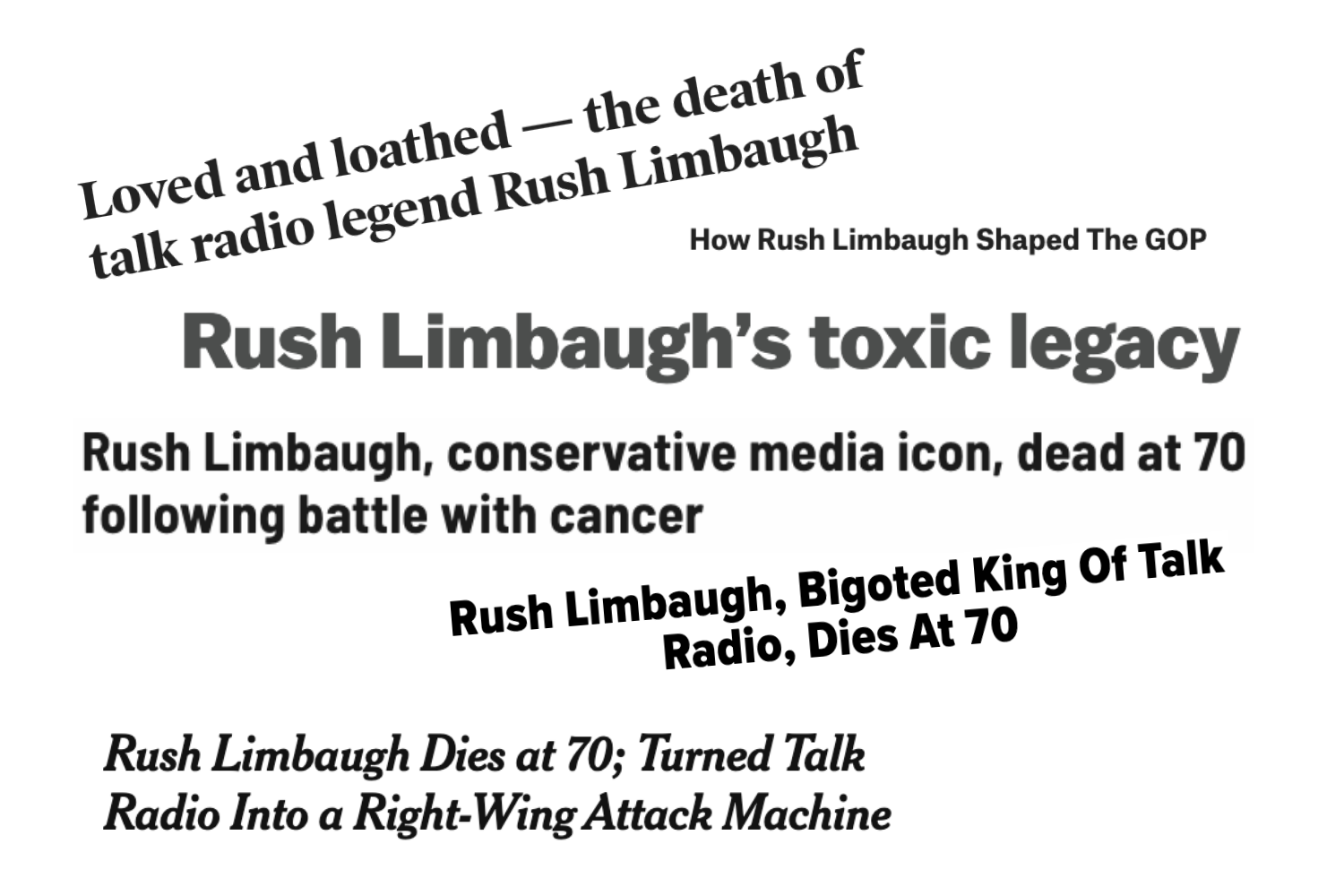 Rush Limbaugh headline collage