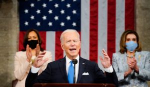 President Joe Biden addresses a joint session of Congress on Wednesday. (Melina Mara/The Washington Post via AP, Pool)