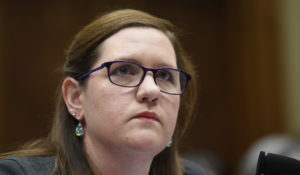 Federal Trade Commission Commissioner Rebecca Kelly Slaughter testifies during a House Energy and Commerce subcommittee hearing on Capitol Hill in Washington, Wednesday, May 8, 2019, regarding consumer protection on data privacy. (AP Photo/Susan Walsh)