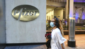 A view of Pfizer Inc. world headquarters in Midtown Manhattan on July 28, 2020. (zz/John Nacion/STAR MAX/IPx)