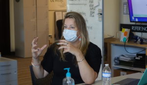 Here I am at the student media offices at Texas A&M University-San Antonio, leading the first of several Poynter College Media Project workshops. (Courtesy TAMUSA)