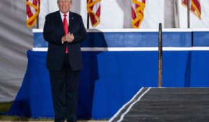 Former President Donald Trump at a rally Saturday in Georgia. (AP Photo/Ben Gray)