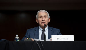 Dr. Anthony Fauci, director of the National Institute of Allergy and Infectious Diseases and chief medical adviser to the president, testifies during a Senate Health, Education, Labor, and Pensions Committee hearing to examine the federal response to COVID-19 and new emerging variants, Tuesday, Jan. 11, 2022 on Capitol Hill in Washington. (Greg Nash/Pool via AP)