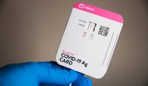 An antigen self-test kit for COVID-19 infection detection, on Dec. 27, 2021, in Los Angeles. (Jason Raff/Shutterstock)