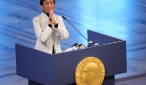 Maria Ressa of the Philippines gestures as she speaks during the Nobel Peace Prize ceremony at Oslo City Hall, Norway last December. (AP Photo/Alexander Zemlianichenko)
