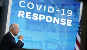 President Joe Biden speaks about the government’s COVID-19 response in January. (AP Photo/Andrew Harnik)
