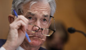 Federal Reserve Chairman Jerome Powell testifies before the Senate Banking Committee hearing, Thursday, March 3, 2022 on Capitol Hill in Washington. (Jonathan Ernst, Pool via AP)