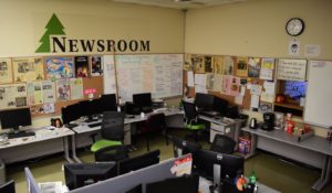 The Daily Evergreen newsroom on Washington State University’s Pullman campus sat empty for over a year while classes were held online and most editors worked remotely. The walls are decorated with artifacts from past generations of Evergreeners. (Emma Ledbetter / The Daily Evergreen)