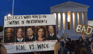 Demonstrators protest outside of the U.S. Supreme Court in May 2022. (AP Photo/Jacquelyn Martin)
