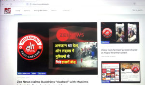 A photograph of a computer screen shows the home page of Alt News, a fact-checking website, in New Delhi, India, Tuesday, June 28, 2022. Police in New Delhi arrested Mohammed Zubair, one of the co-founders of the website, over a tweet that allegedly hurting religious sentiments in what many have slammed as the latest example of shrinking press freedoms under Prime Minister Narendra Modi’s government. (AP Photo/Manish Swarup)