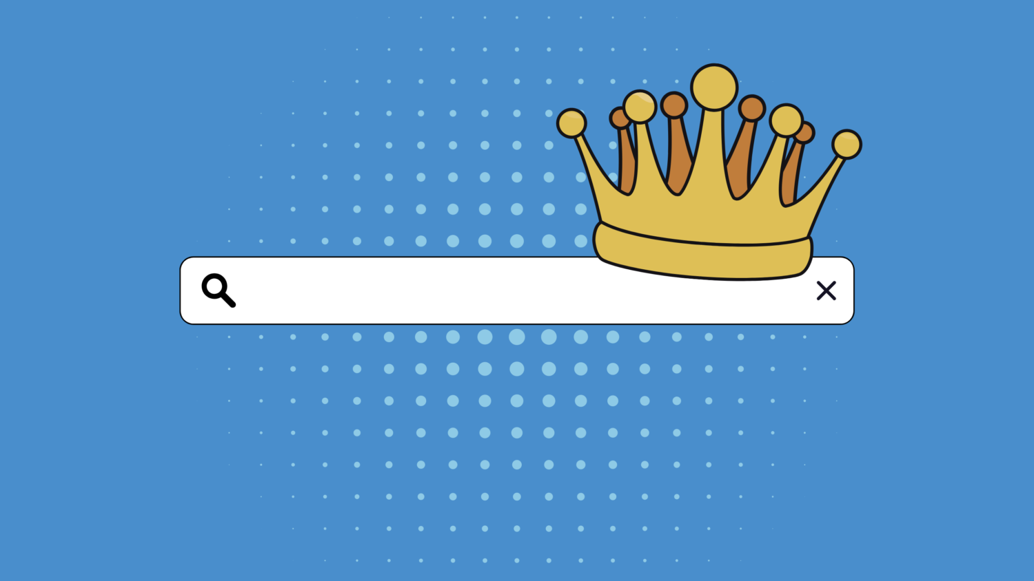 an illustration of a browser search bar with a crown on top